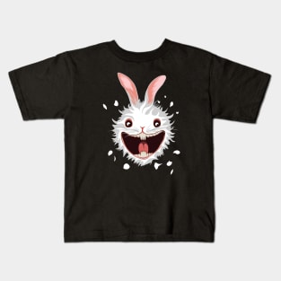 Crazy cute White rabbit smiling face Kids T-Shirt